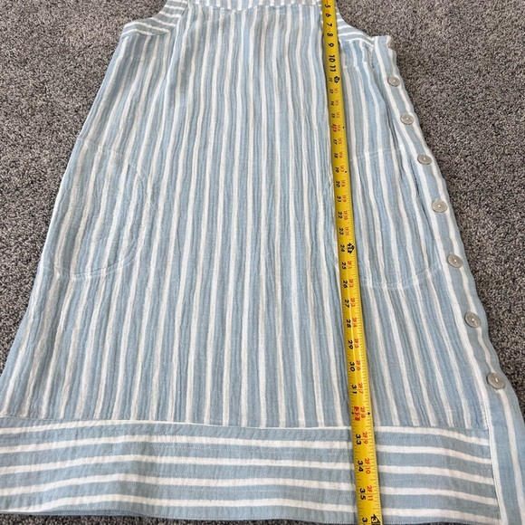 For Cynthia 100% Cotton Light Blue White Striped Dress Side Buttons Size Medium - Picture 4 of 11